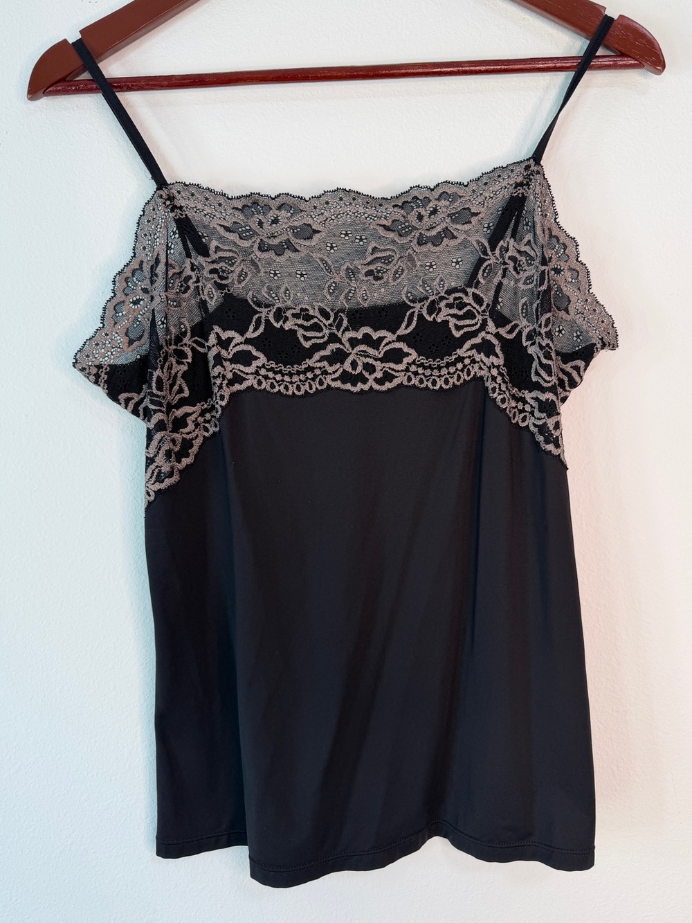 Y2K Jones New York Lace Trim Cami Tank Top Large Black Whimsigoth Fairy Grunge